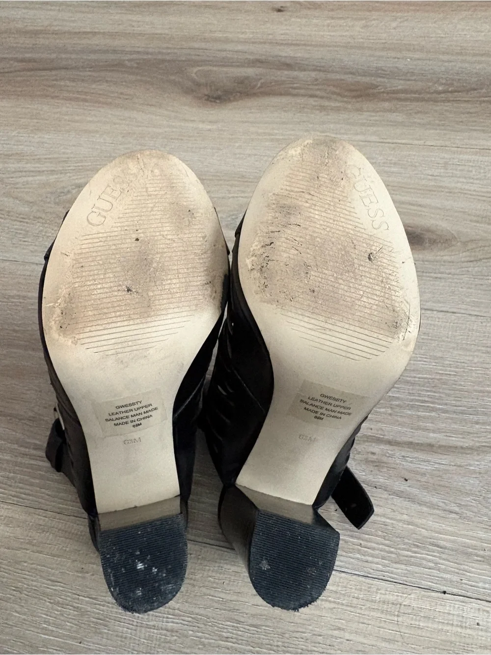 Guess Black Cutout Block Heel Sandals